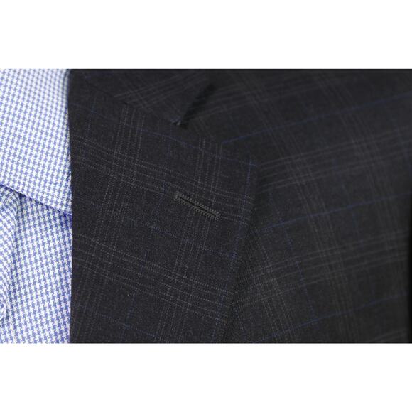 Jack Victor Charcoal Gray Windowpane 130's Wool Cashmere Blazer Jacket 41R - Picture 5 of 10